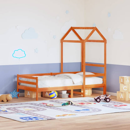 Tetto Letto Bambini Marrone Cera 108x70x176,5 cm Massello Pino