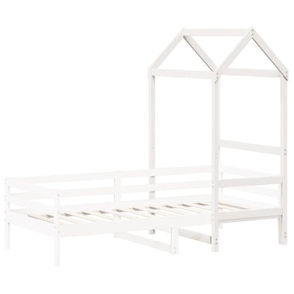 Tetto Letto Bambini Bianco 98x70x176,5 cm Legno Massello Pino