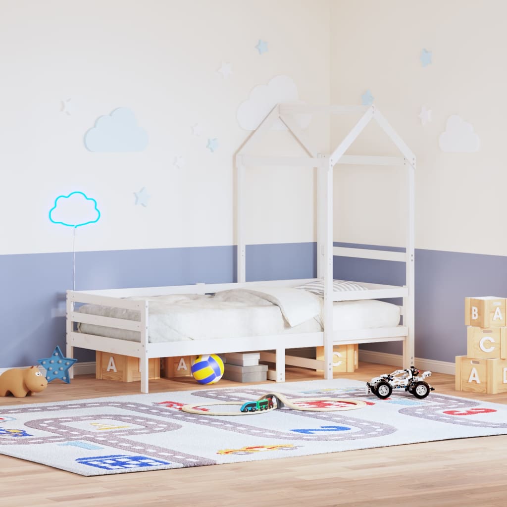 Tetto Letto Bambini Bianco 98x70x176,5 cm Legno Massello Pino