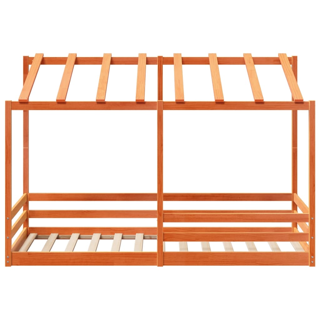 Letto Bambini con Tetto Marrone Cera 100x200 cm Massello Pino