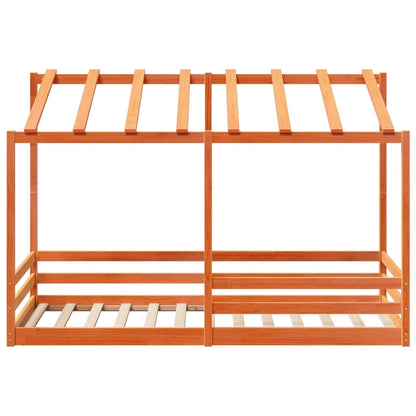 Letto Bambini con Tetto Marrone Cera 100x200 cm Massello Pino