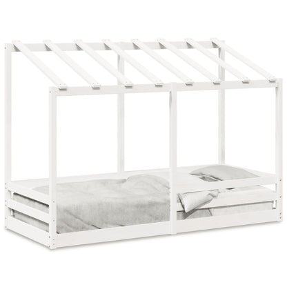 Letto per Bambini con Tetto Bianco 90x190cm Legno Massello Pino