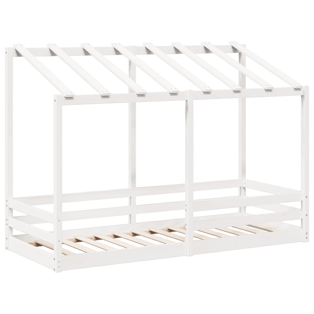 Letto per Bambini con Tetto Bianco 90x190cm Legno Massello Pino