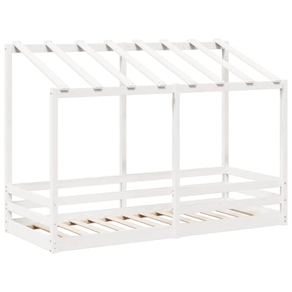 Letto per Bambini con Tetto Bianco 90x190cm Legno Massello Pino