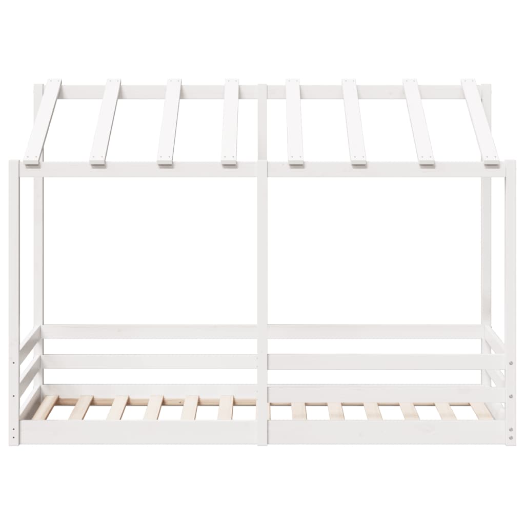 Letto per Bambini con Tetto Bianco 75x190cm Legno Massello Pino