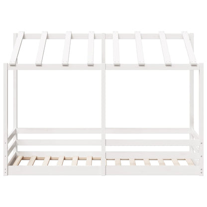 Letto per Bambini con Tetto Bianco 75x190cm Legno Massello Pino
