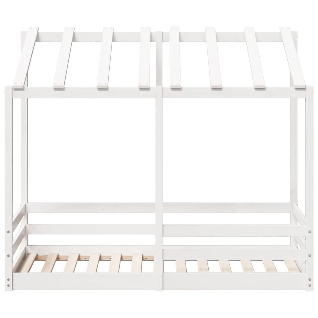 Letto per Bambini con Tetto Bianco 70x140cm Legno Massello Pino