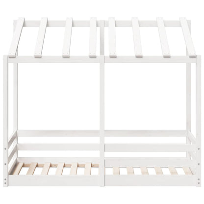 Letto per Bambini con Tetto Bianco 70x140cm Legno Massello Pino
