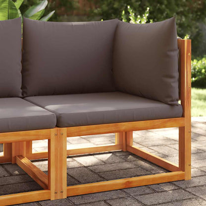 Divano da giardino angolare con cuscini in legno di acacia e corda