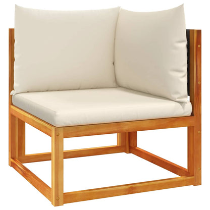Divano da giardino angolare con cuscini in legno di acacia e rattan