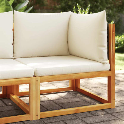 Divano da giardino angolare con cuscini in legno di acacia e rattan
