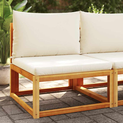 Divano da giardino senza braccioli con cuscini in legno di acacia e rattan