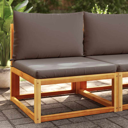 Divano da giardino senza braccioli con cuscini in legno di acacia e rattan