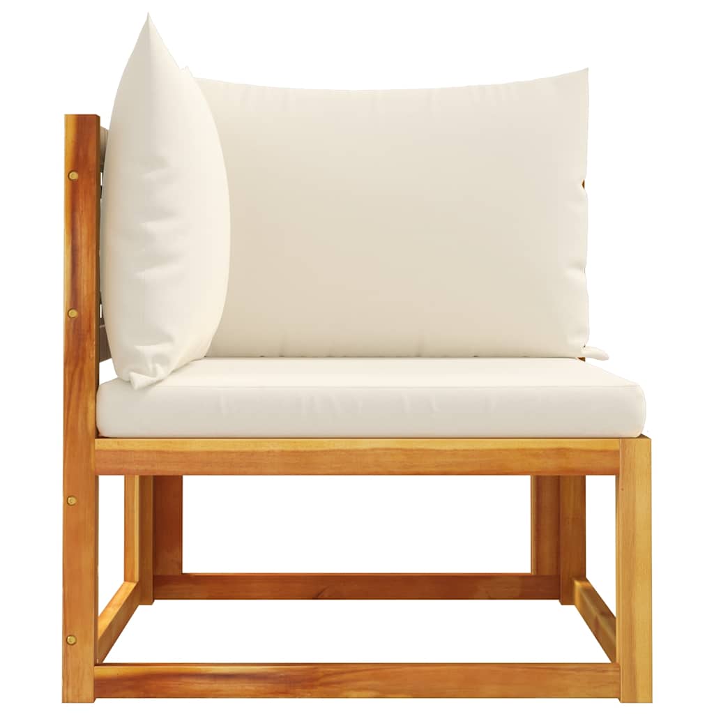 Divano da giardino angolare con cuscini in legno di acacia e rattan