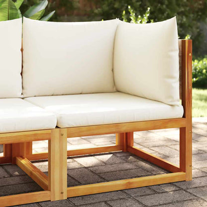 Divano da giardino angolare con cuscini in legno di acacia e rattan