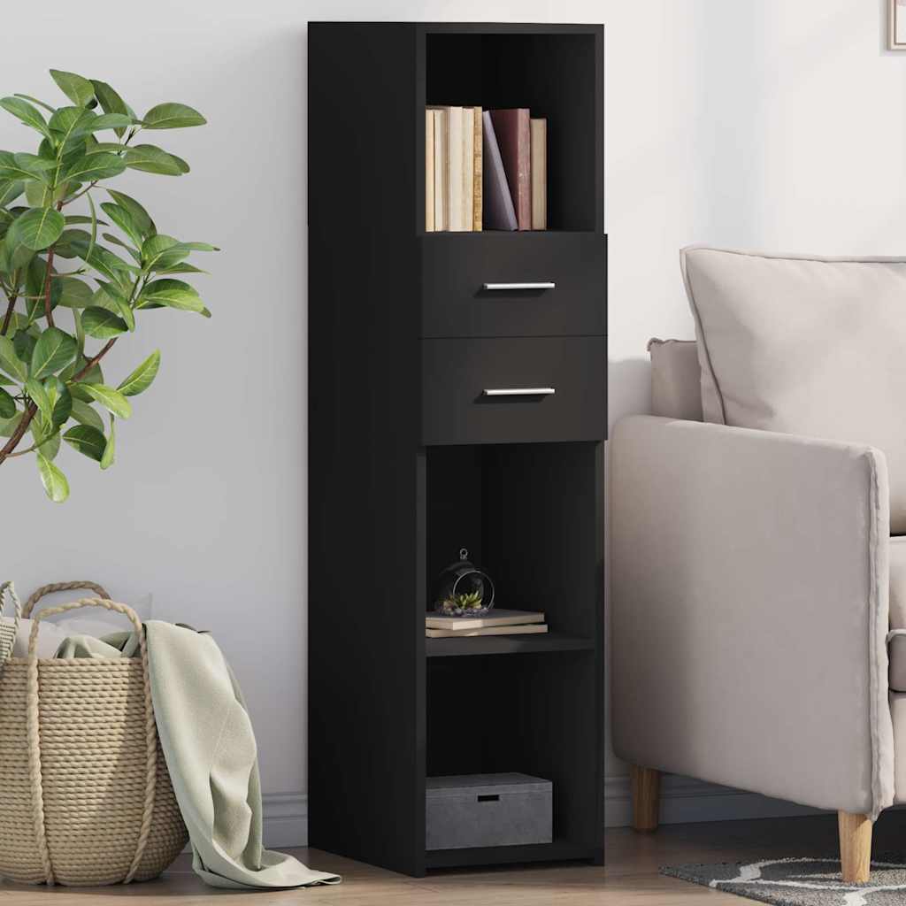 Credenza Nera 30x42,5x124 cm in Legno Multistrato