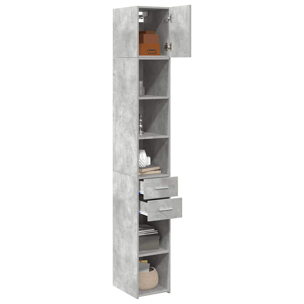 Mobile Sottile Grigio Cemento 30x42,5x225 cm in Truciolato