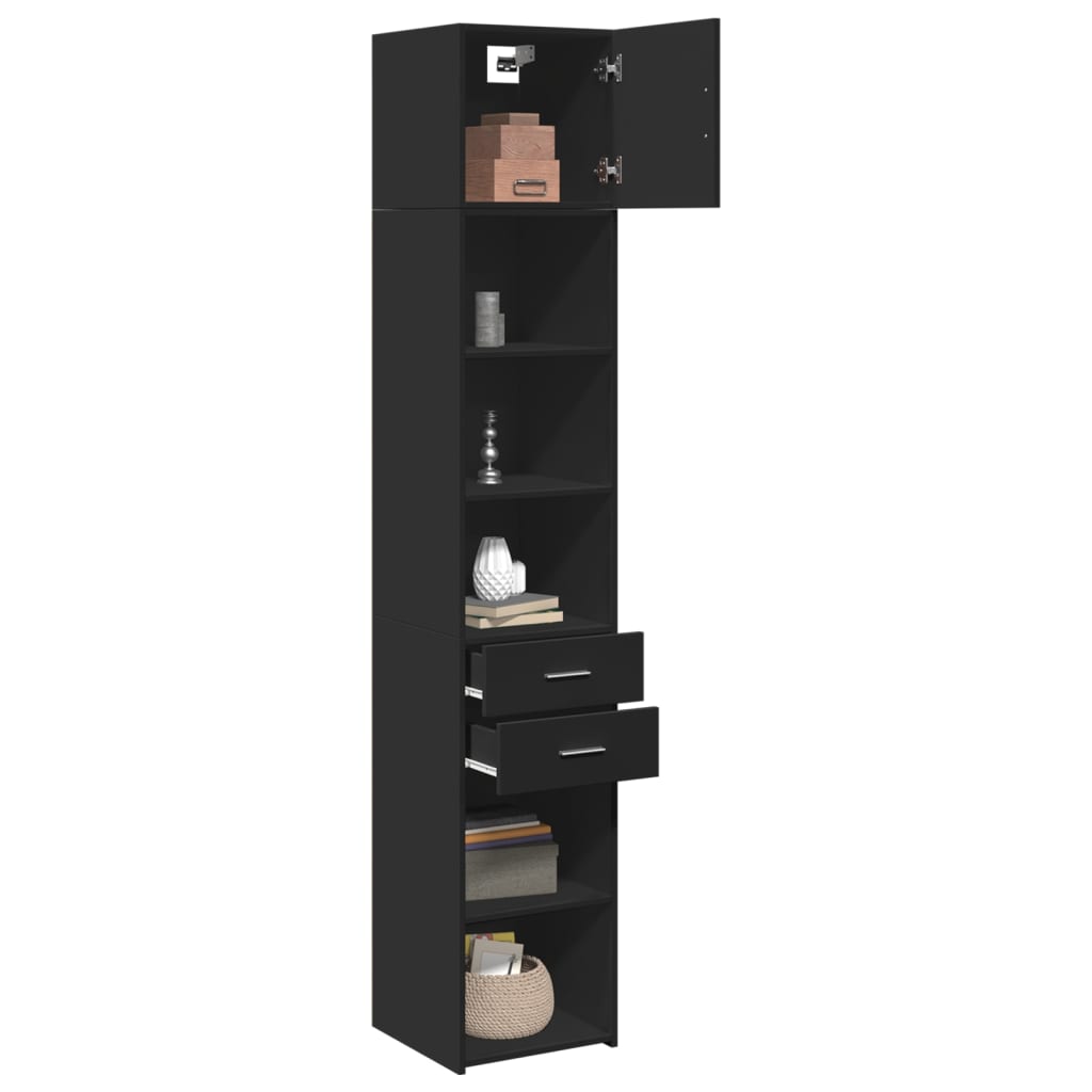 Mobile Sottile Nero 40x42,5x225 cm in Truciolato