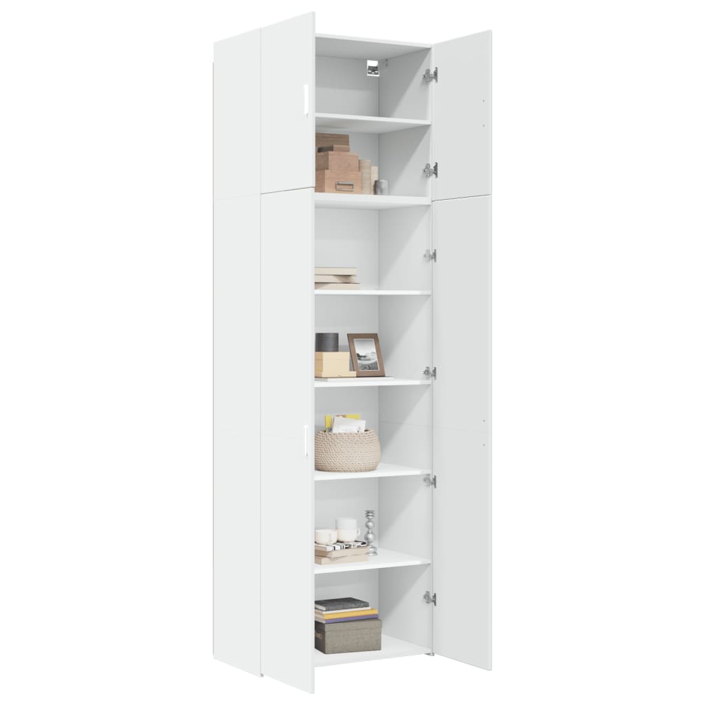 Credenza Bianca 80x42,5x249 cm in Legno Multistrato