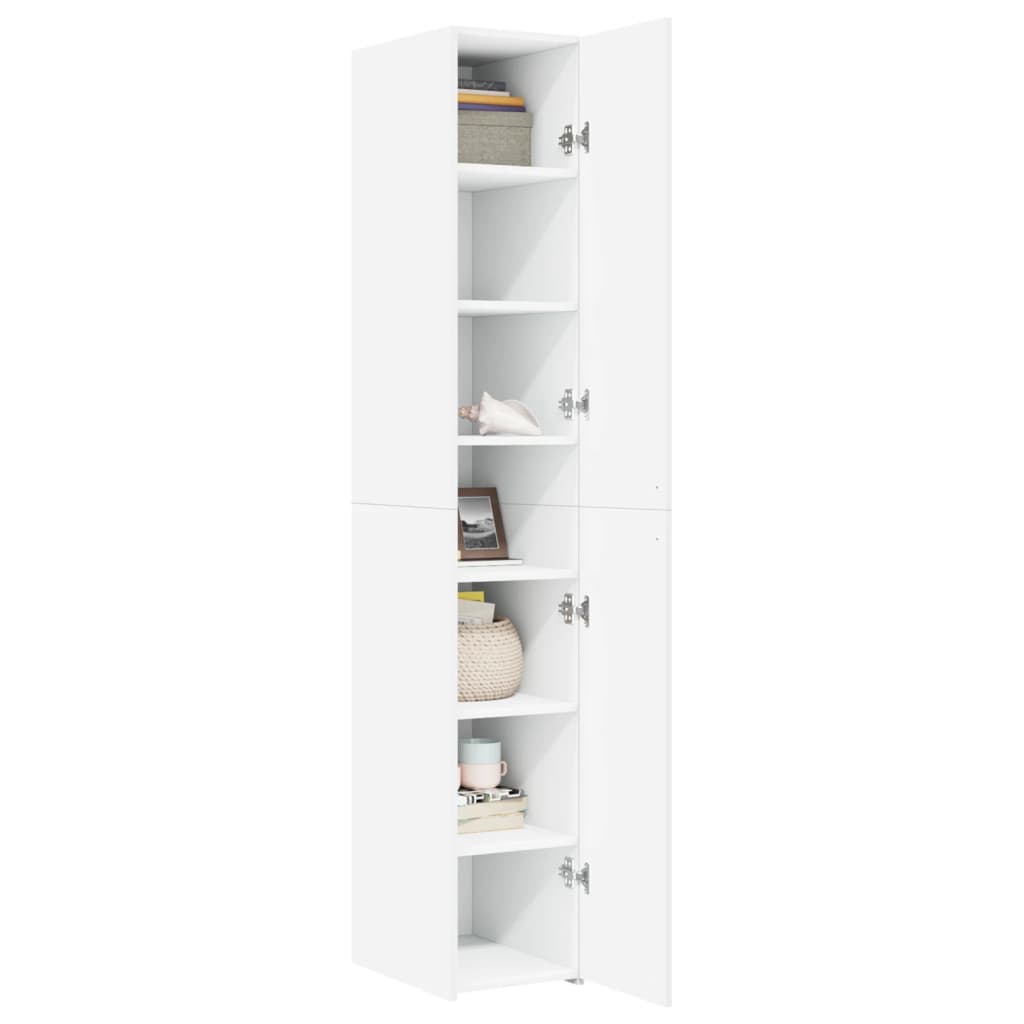 Credenza Bianca 30x42,5x185 cm in Legno Multistrato