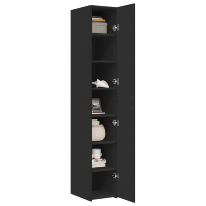 Credenza Nera 30x42,5x185 cm in Legno Ingegnerizzato