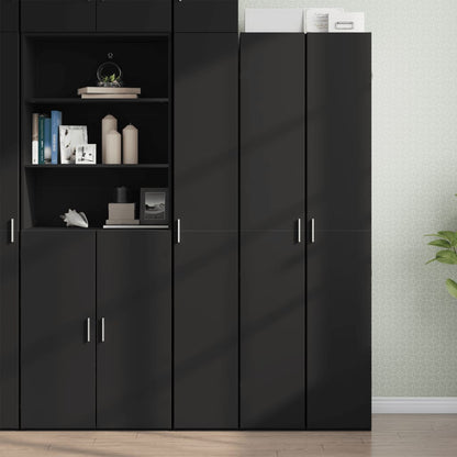 Credenza Nera 30x42,5x185 cm in Legno Ingegnerizzato