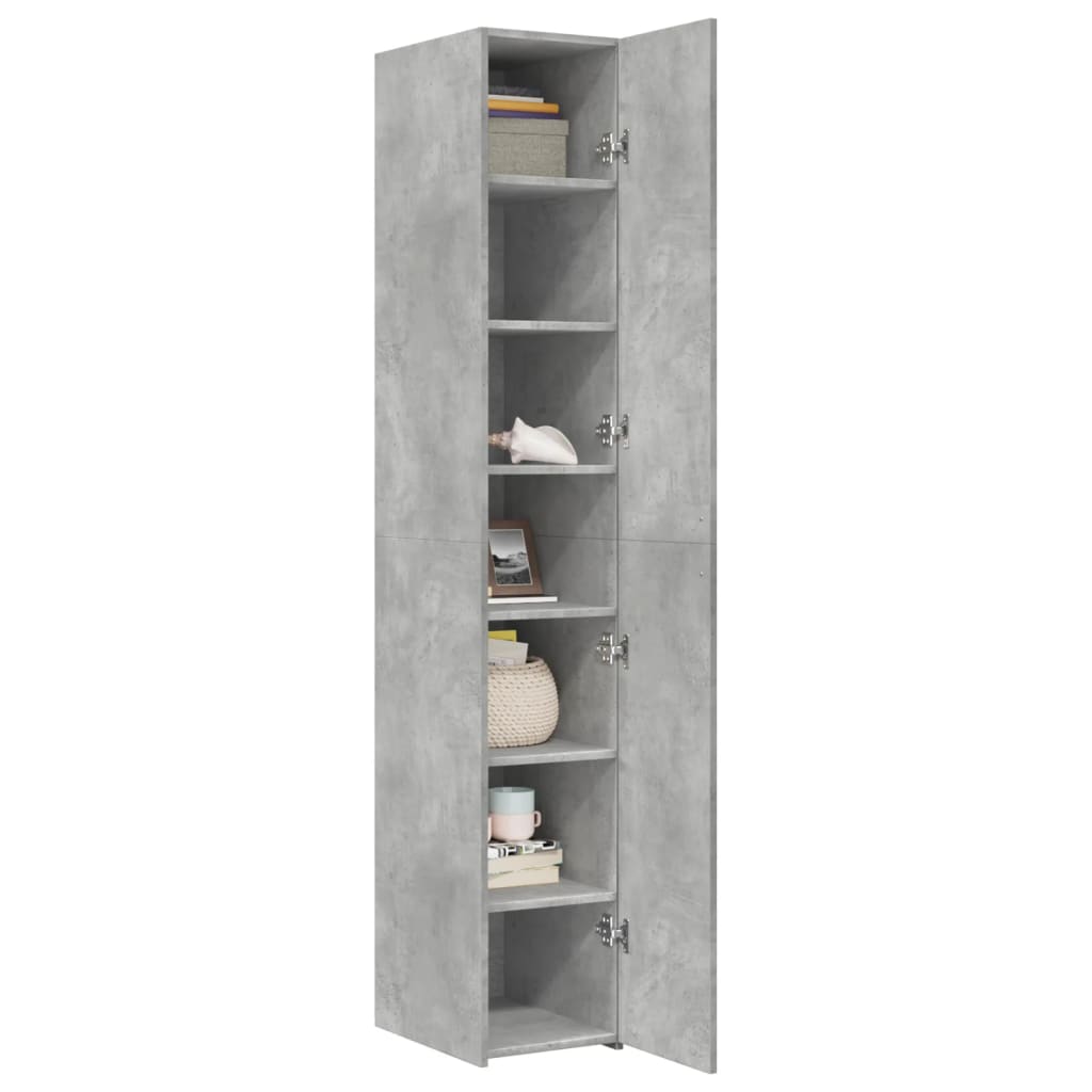 Credenza Grigio Cemento 30x42,5x185 cm in Legno Ingegnerizzato