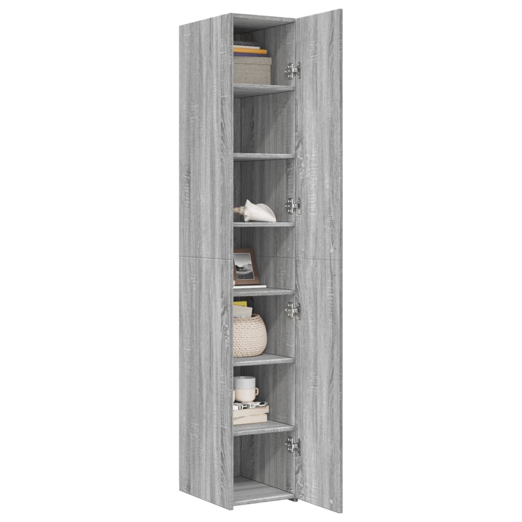 Credenza Grigio Sonoma 30x42,5x185 cm in Legno Ingegnerizzato