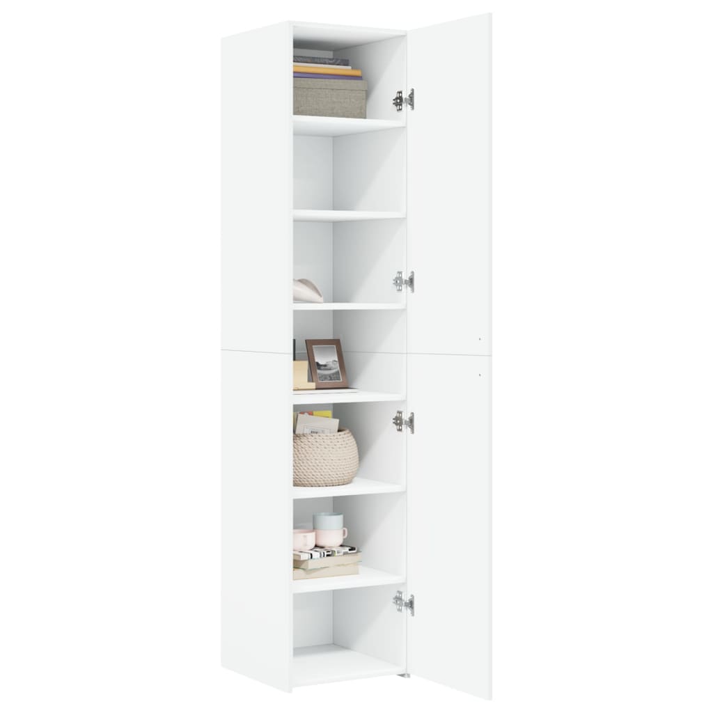 Credenza Bianca 40x42,5x185 cm in Legno Ingegnerizzato
