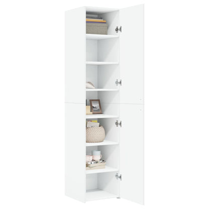 Credenza Bianca 40x42,5x185 cm in Legno Ingegnerizzato