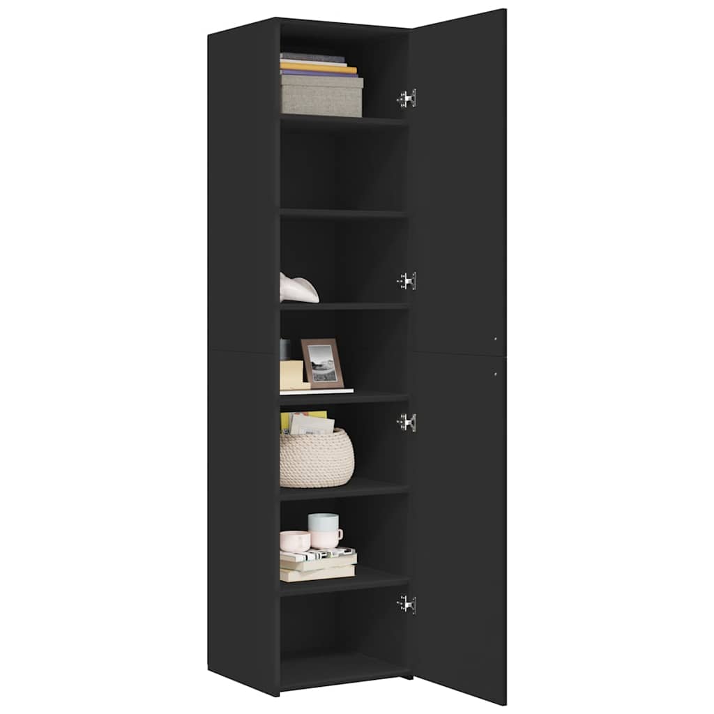 Credenza Nera 45x42,5x185 cm in Legno Ingegnerizzato