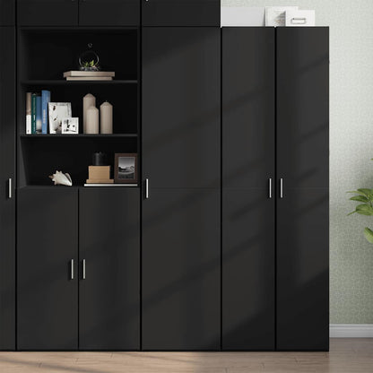 Credenza Nera 45x42,5x185 cm in Legno Ingegnerizzato