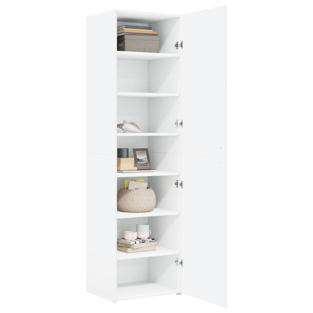 Credenza Bianca 50x42,5x185 cm in Legno Multistrato
