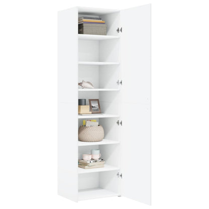 Credenza Bianca 50x42,5x185 cm in Legno Multistrato
