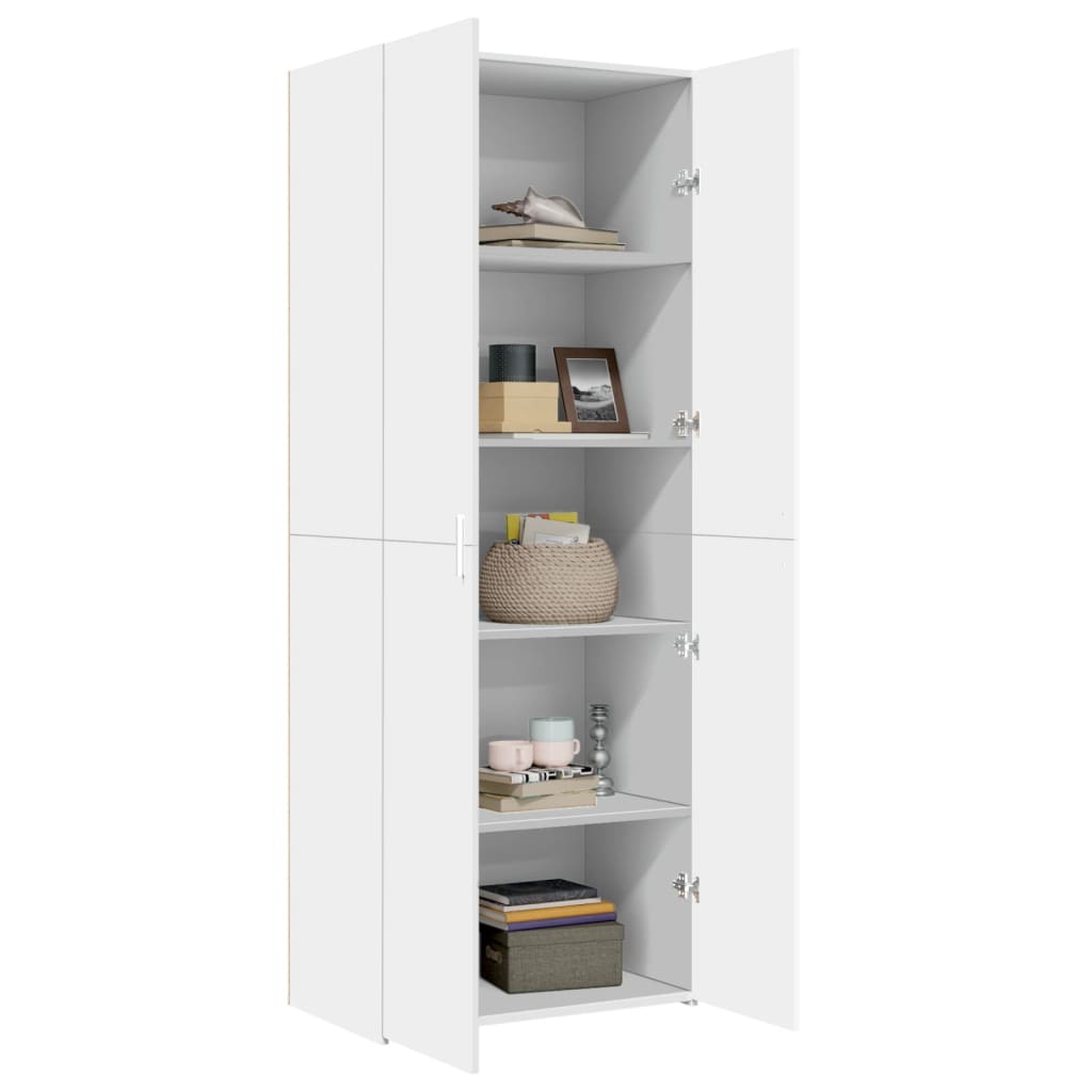 Credenza Bianca 70x42,5x185 cm in Legno Ingegnerizzato