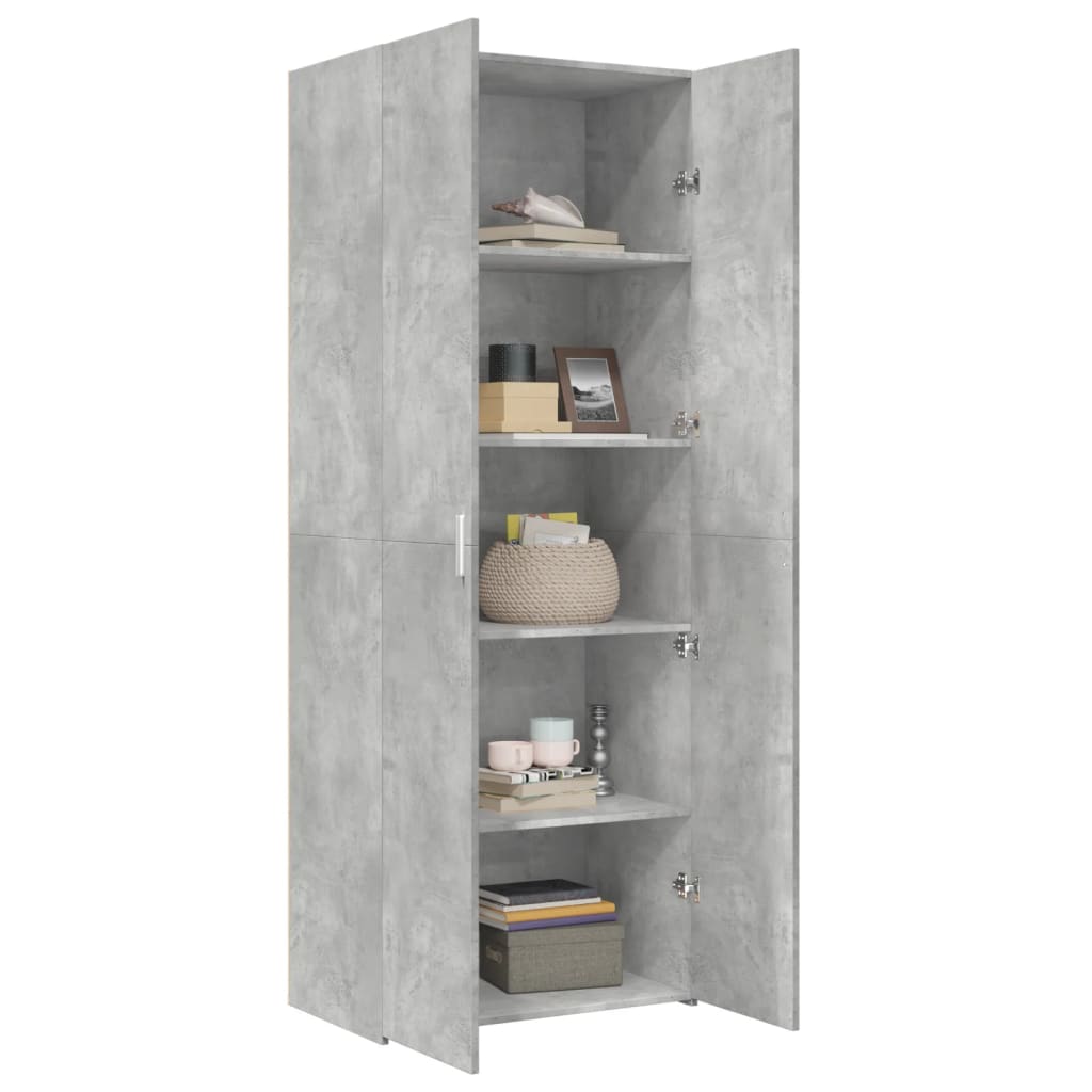 Credenza Grigio Cemento 70x42,5x185 cm in Legno Ingegnerizzato