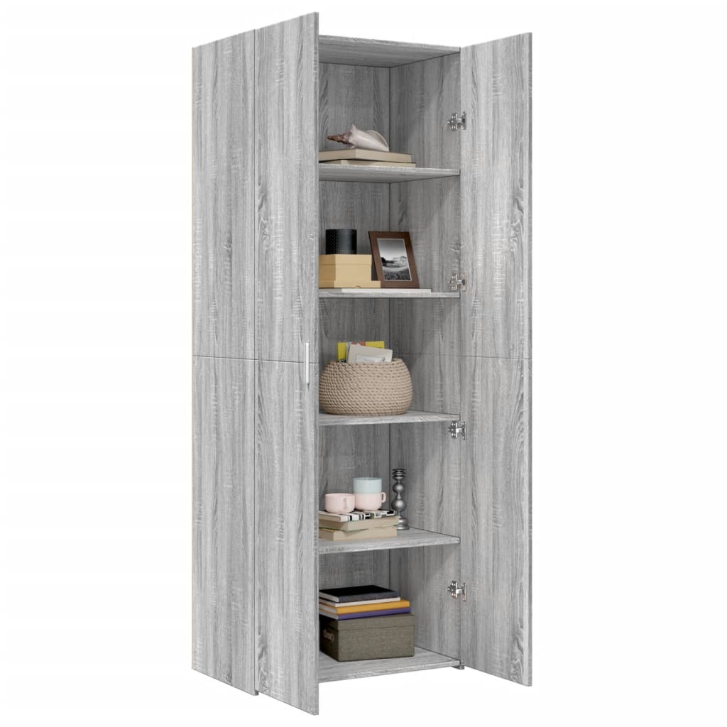 Credenza Grigio Sonoma 70x42,5x185 cm in Legno Ingegnerizzato