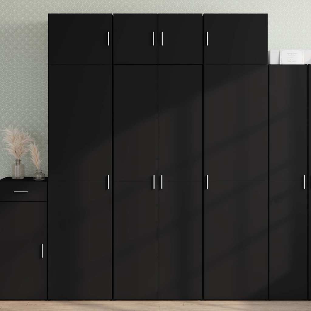 Credenza Nera 70x42,5x185 cm in Legno Ingegnerizzato