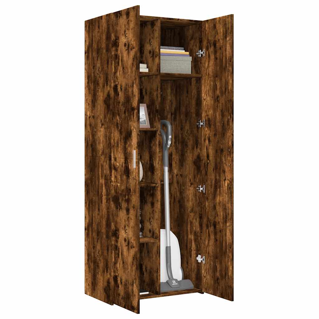 Credenza Rovere Fumo 70x42,5x185 cm in Legno Ingegnerizzato