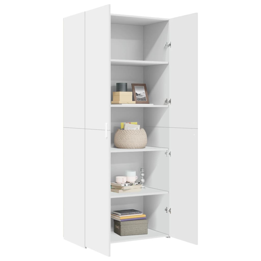 Credenza Bianca 80x42,5x185 cm in Legno Ingegnerizzato