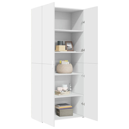Credenza Bianca 80x42,5x185 cm in Legno Ingegnerizzato