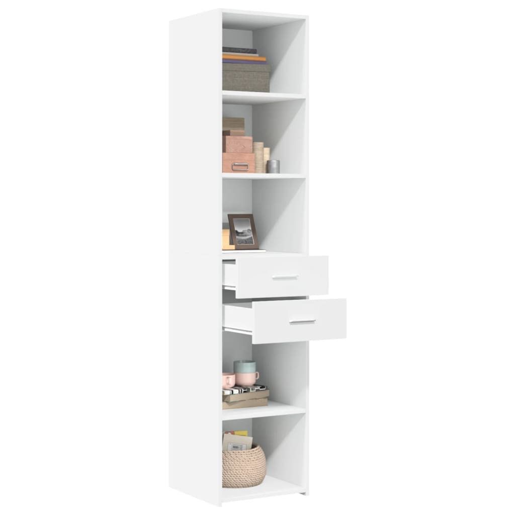 Credenza Bianca 40x42,5x185 cm in Legno Multistrato