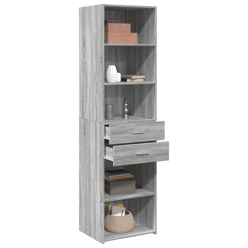Credenza Grigio Sonoma 50x42,5x185 cm in Legno Ingegnerizzato