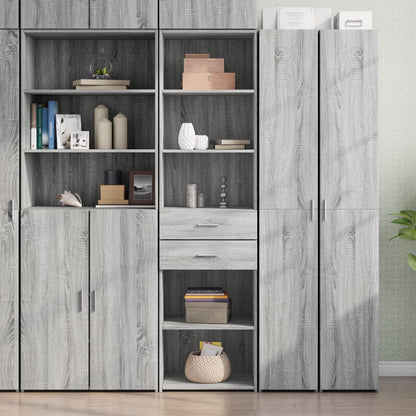 Credenza Grigio Sonoma 50x42,5x185 cm in Legno Ingegnerizzato