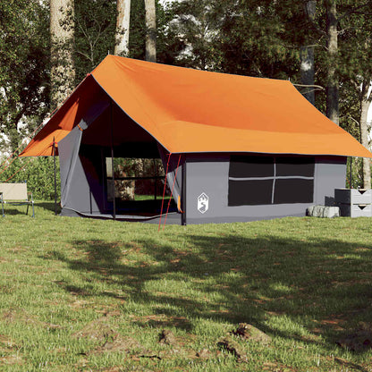 Tenda da Campeggio 5 Persone Grigio e Arancione Impermeabile