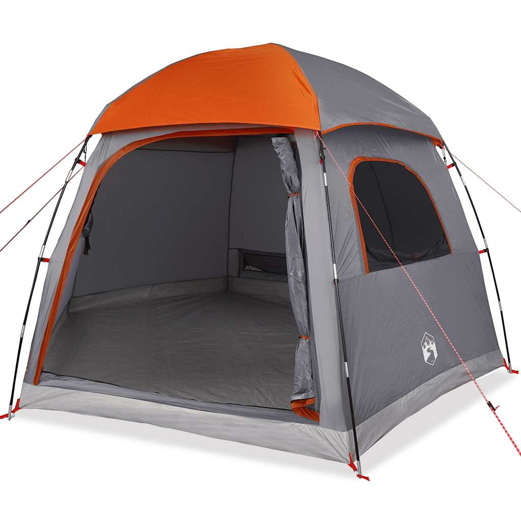 Tenda Familiare Igloo 6 Persone Grigia Arancione Impermeabile