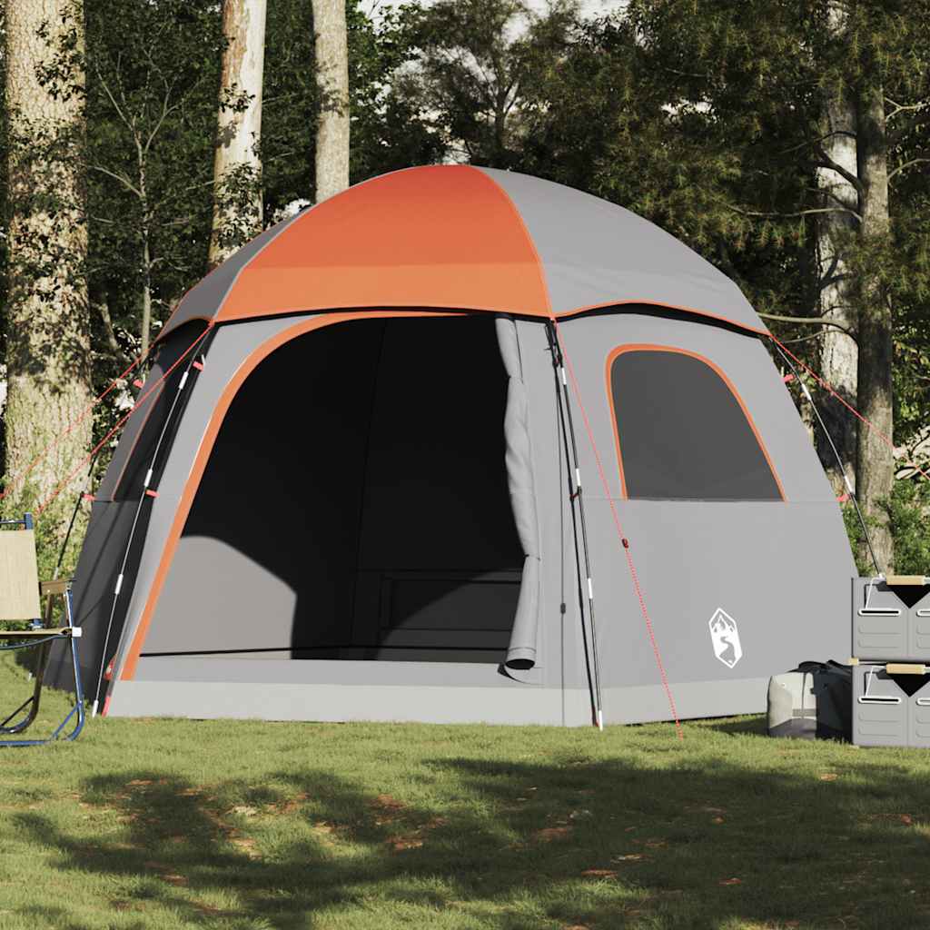 Tenda Familiare Igloo 6 Persone Grigia Arancione Impermeabile