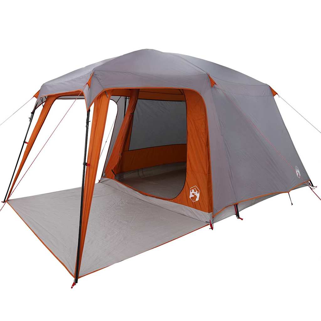 Tenda da Campeggio con Portico 5 Persone Grigio e Arancione
