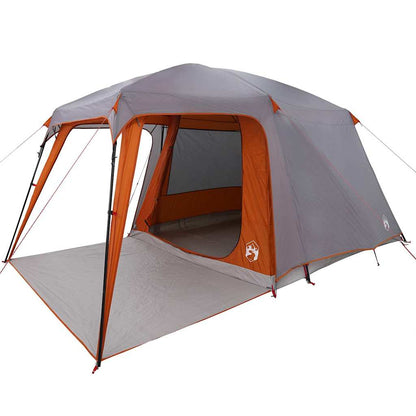 Tenda da Campeggio con Portico 5 Persone Grigio e Arancione