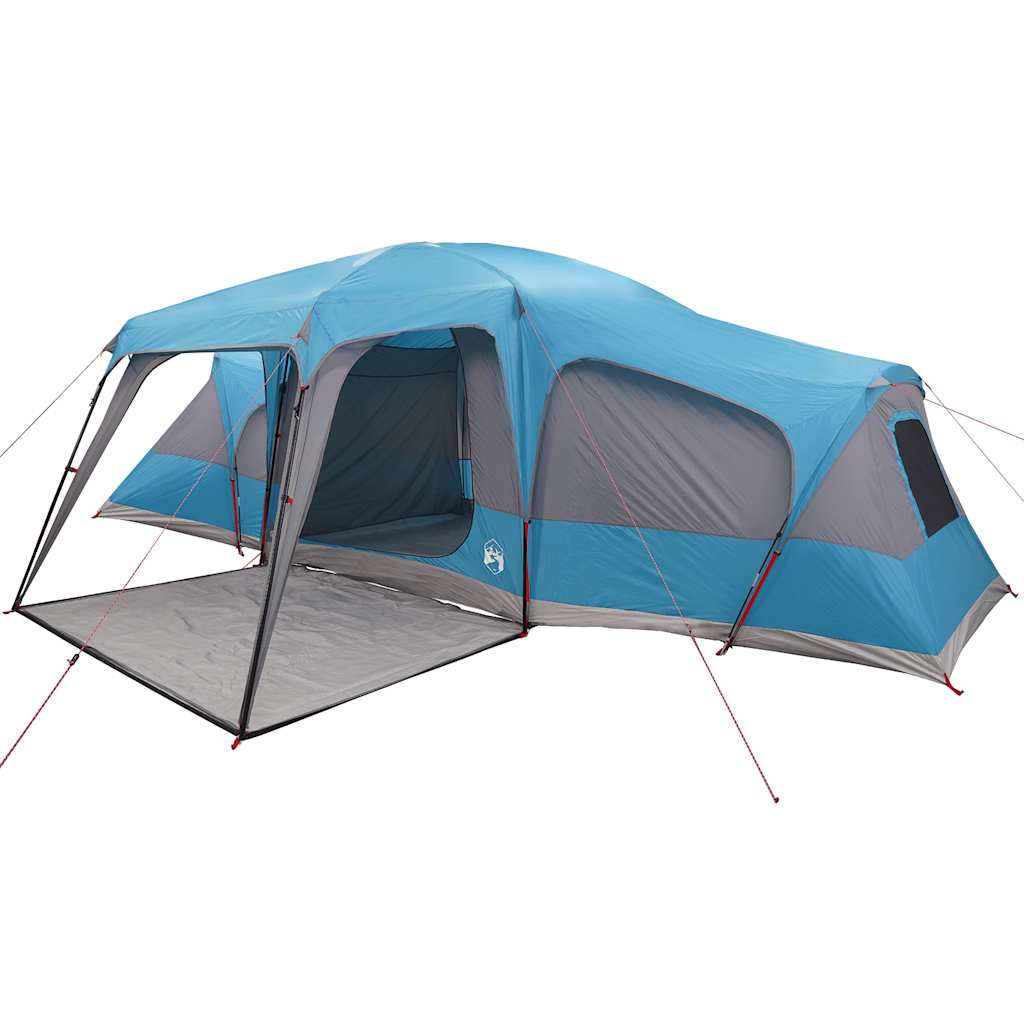 Tenda da Campeggio con Portico Cupola 9Persone Blu Impermeabile